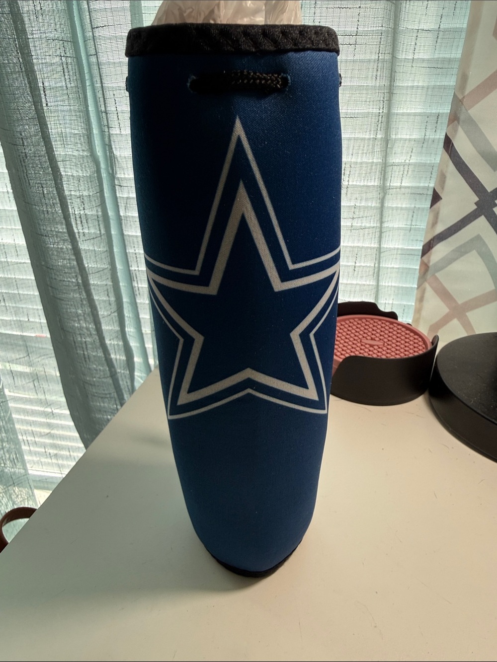 NFL Blue and White Star Neoprene Bottle Cooler
